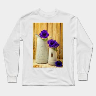 Two French Pitches With Anemone Flowers Long Sleeve T-Shirt